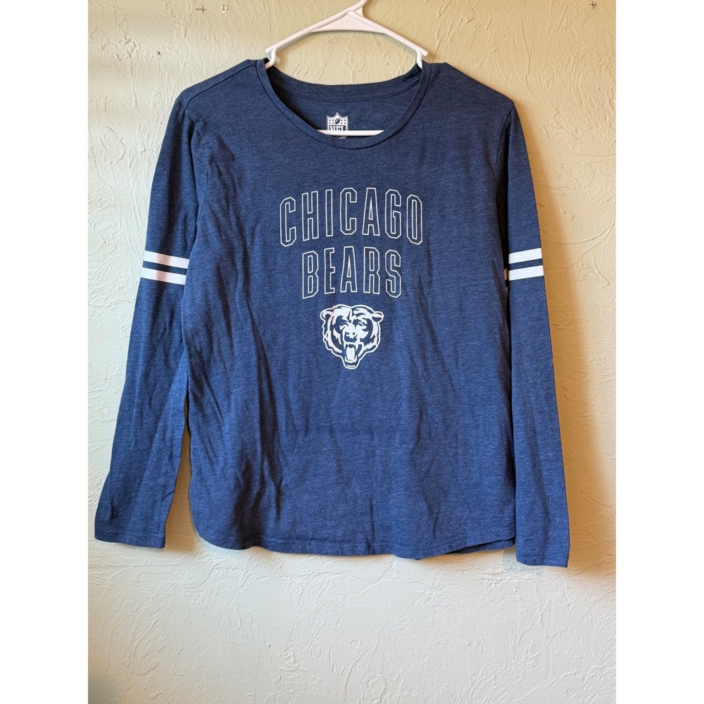 NFL Team Apparel Chicago Bears Navy Blue Long Sleeve Graphic Tee Womens Large